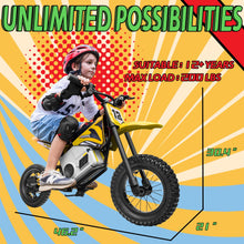 Load image into Gallery viewer, 36V 350W Electric Dirt Bike for Kids 8-14, Up to 16MPH Off-Road Electric Motorcycle with Explosion-Proof Tires - Yellow
