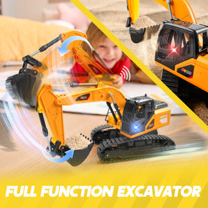 Remote Control Excavator Toys for Boys, 2.4Ghz RC Play Excavator with Light, Construction Toys