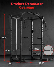 Load image into Gallery viewer, GarveeLife Power Cage, Multi-Functional Power Racks for Home Gym with Cable Crossover System, 1600 LBS Weight Capacity Fitness Squat Rack for Strength Workout with Training Attachment, Black
