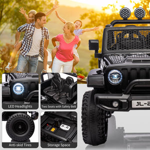 24V 2-Seater Kids Ride On Car Electric Vehicle for Toddlers Switchable 2WD/4WD Battery Powered Truck with Remote Control, Black
