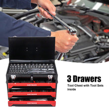 Load image into Gallery viewer, ASKVDL 439PCS Tool Set with 20 Inch Portable 3 Drawer Steel Toolbox Black Red
