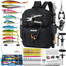 Load image into Gallery viewer, Fishing Gear Backpack with Tackle Box and 2 Rod Holders,Lure Kit &amp; Tool Set
