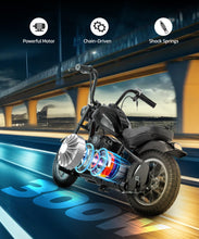 Load image into Gallery viewer, Electric Dirt Bike, 15 mph &amp; 150lb Max, 24V Ride on Toy for Big Kids w/LED Lights &amp; Power Display, Chain-Driven Motor-Black
