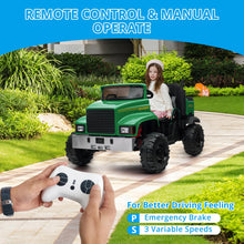Load image into Gallery viewer, Ride On Car for Kids Baby Car with Remote Control Electric UTV Vehicles with Dump Bed, 24V Kids Electric Car, Green
