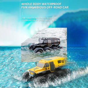 Amphibious Remote Control Car, 8WD RC Cars, 2.4GHz Remote Control Boat, Waterproof Off Road RC Monster Truck (Yellow)