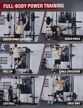 Load image into Gallery viewer, Major Fitness Drone3 Smith Machine All-in-One Home Gym Squat Rack with Cable Crossover &amp; Pull-Up Station, Heavy-Duty Full-Body Workout for Strength Training (D3SMS-KHA (with Bench Elite RD)
