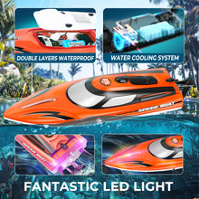 Load image into Gallery viewer, RC Boat for Kids &amp; Adults, 14 inch Fast RC Speed Boat with 1100mAh Battery, Waterproof Toy for Lakes &amp; Pools - HJ815 Orange
