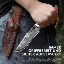 Load image into Gallery viewer, Omesio Survival Knife Set Hunting Knives for Men, 5.7" Large AST Mold Steel Blade Wood Handle Camping Knife for Hiking, Bushcraft, Outdoor
