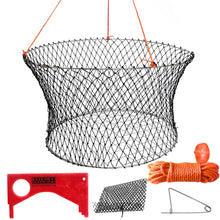Load image into Gallery viewer, 1 Pack Crab Trap Hoop Net Crab Pot 2 Ring Trap for Pier Dock Jetty Dungeness Rock Blue Crabs with Float, Line Bait Clip and Bag 24" x 20" x 14" (1 Pack)

