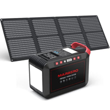 Load image into Gallery viewer, MARBERO 237Wh Solar Generator with Solar Panel Included Portable Power Station 300W Pure Sine Wave with Foldable Solar Panel 60W Set for Camping Outdoor Hiking Fishing Emergency
