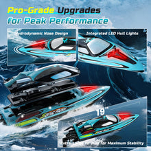 Load image into Gallery viewer, Brushless RC Boat for Adults, 34MPH Extra-Long 19&quot; High Speed Remote Control Boats with 3S (11.1V) Battery, LED Lights, Self-Righting
