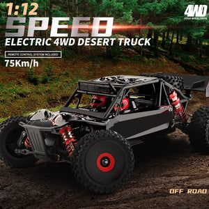 V2 Brushless RC Cars, 1:12 Scale Remote Control Car, 4WD 75KM/H High Speed Racing Car for Adults, 2.4GHz All Terrain