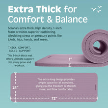 Load image into Gallery viewer, Retrospec Solana Yoga Mat 1" Thick with Nylon Strap for Men &amp; Women - Non Slip Exercise Mat for Home Yoga, Pilates, Stretching, Floor &amp; Fitness Workouts, Violet Haze
