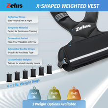 Load image into Gallery viewer, ZELUS Weighted Vest for Men and Women | 4-10lb/11-20lb/20-32lb Vest with 6 Ironsand Weights for Home Workouts | Adjustable Body Weight Vest Exercise Set for Cardio and Strength Training (20-32 lb.)
