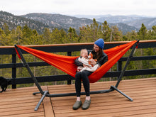 Load image into Gallery viewer, KAMMOK: Swiftlet Portable Stand &amp; Roo Double Pine Green Hammock Set
