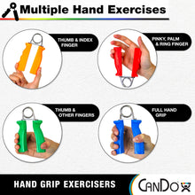 Load image into Gallery viewer, CanDo Hand Grip Exerciser 5 pair set, X-Light - X-Heavy (Yellow, Red, Green, Blue, Black)
