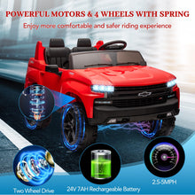 Load image into Gallery viewer, Baby Car 24V 2-Seater Truck Licensed Chevrolet Silverado Ride On Toy w/Parent Remote Control,4xSpring Suspension, Red
