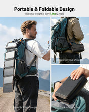 Load image into Gallery viewer, SISIXILE Solar Charger Power Bank Pack: 20000mAh Wireless Portable Charger with 10W Foldable 5 Panels Storage Bag,Hand Crank Emergency &amp; 20W PD Fast Charging External Battery for Camping Travel
