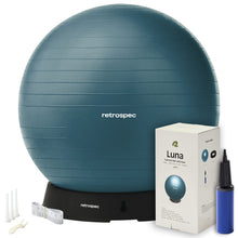 Load image into Gallery viewer, Retrospec Luna Exercise Ball with Pump - Anti-Burst Fitness Equipment for Yoga ,75cm -Ocean Blue
