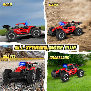 Remote Control Car for Kids 3 4 5 6 7+, 20 KM/H High-Speed RC Cars with LED Lights, 2.4GHz 2WD Monster Truck Toys – Red