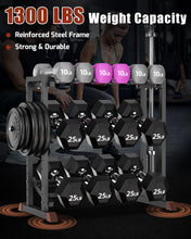 Load image into Gallery viewer, Logicexplore Dumbbell Rack, Heavy Duty Weight Storage Rack with Adjustable Width, Non-Slip &amp; Floor-Friendly, Home Gym Organizer for Strength Training Equipment (Black with Barbell Pole)
