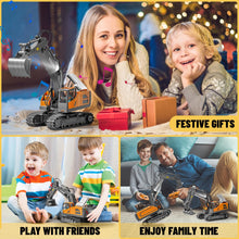 Load image into Gallery viewer, Remote Control Excavator, Construction RC Digger for Kids Boys Age 4-14 + Year Old Birthday, Rechargeable Excavator with Metal Shovel
