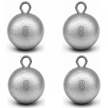 Load image into Gallery viewer, MLYLM 4 Pack 8 oz Cannonball Sinkers — 8oz Fishing Weights Round Lead Trolling Sinkers for Deep Sea Halibut Salmon Lingcod, Downrigger Ball Strong Current Bottom Fishing, Saltwater Boat Rigs
