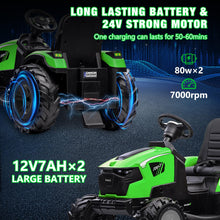Load image into Gallery viewer, 3 in 1 Kids Ride on Tractor, Excavator &amp; Bulldozer, 24V Electric Vehicles w/Trailer, Shovel Bucket, Digger, Remote Control, Green
