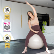 Load image into Gallery viewer, BABYGO Birthing Ball - Pregnancy Yoga Labor &amp; Exercise Ball &amp; Book Set Trimester Targeting - (Oatmeal, 65cm - Manual)
