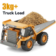 Load image into Gallery viewer, Remote Control Dump Truck, RC Construction Vehicle for Kids with 9 Channel Metal Bed Light Sound &amp; Rechargeable Battery
