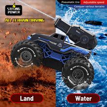 Load image into Gallery viewer, 1:16 4WD Remote Control Monster Truck All Terrain Amphibious RC Car Boat with Water Spray Gun Two Batteries Waterproof
