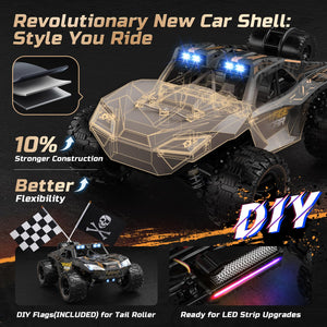 1:14 Crawler RC Car, 48Kph High Speed RC Truck with LED Headlight for Boys Adult, Offroad 4x4 2.4Ghz Remote Control Car
