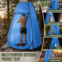 Load image into Gallery viewer, Wolfwise Pop Up Shower Tent for Camping Essentials, Portable Instant Changing Tent with Ventilation Window &amp; Carry Bag, Privacy Dressing Room Bathroom Toilet for Beach &amp; Outdoor, Extra Tall, Blue
