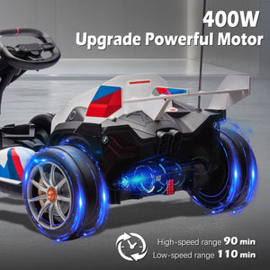 36V Licensed BMW Electric Go Kart, 7.5 MPH Drift Kart with 400W Motor, Outdoor Drift-able for 6 Years Old, White