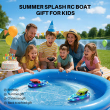 Load image into Gallery viewer, RC Boats 2 Pack for Kids 8-12, Remote Control Boat for Pool with LED Lights, 40 Mins Playtime (2 Batteries) &amp; One-Key Water Spray
