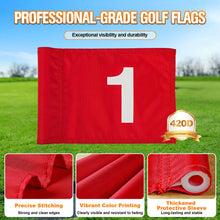 Load image into Gallery viewer, GODCTSUP Golf Flagstick with Hole Cup Set, 3 Feet Portable Putting Green Flags and Poles, 420D Nylon Golf Flags&amp;Fiberglass Flagpole&amp;ABS Hole Cup for Yard Driving Range Backyard, Gifts Idea, 4PCS
