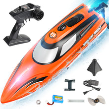 Load image into Gallery viewer, RC Boat for Kids &amp; Adults, 14 inch Fast RC Speed Boat with 1100mAh Battery, Waterproof Toy for Lakes &amp; Pools - HJ815 Orange
