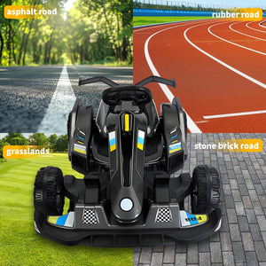 12V Electric Go Kart for Kids,Drift Go-Cart with Reverse Function/High/Low Speed Adjustable, Ride On Go Kart with Adjustable Seat and Steering/Grey