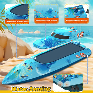 918 RC Boat, Remote Control Boat for Adults, Water Boats with LED Light for Kids, RC Ship, Summer Toys for Pools and Lakes, Toy Gift