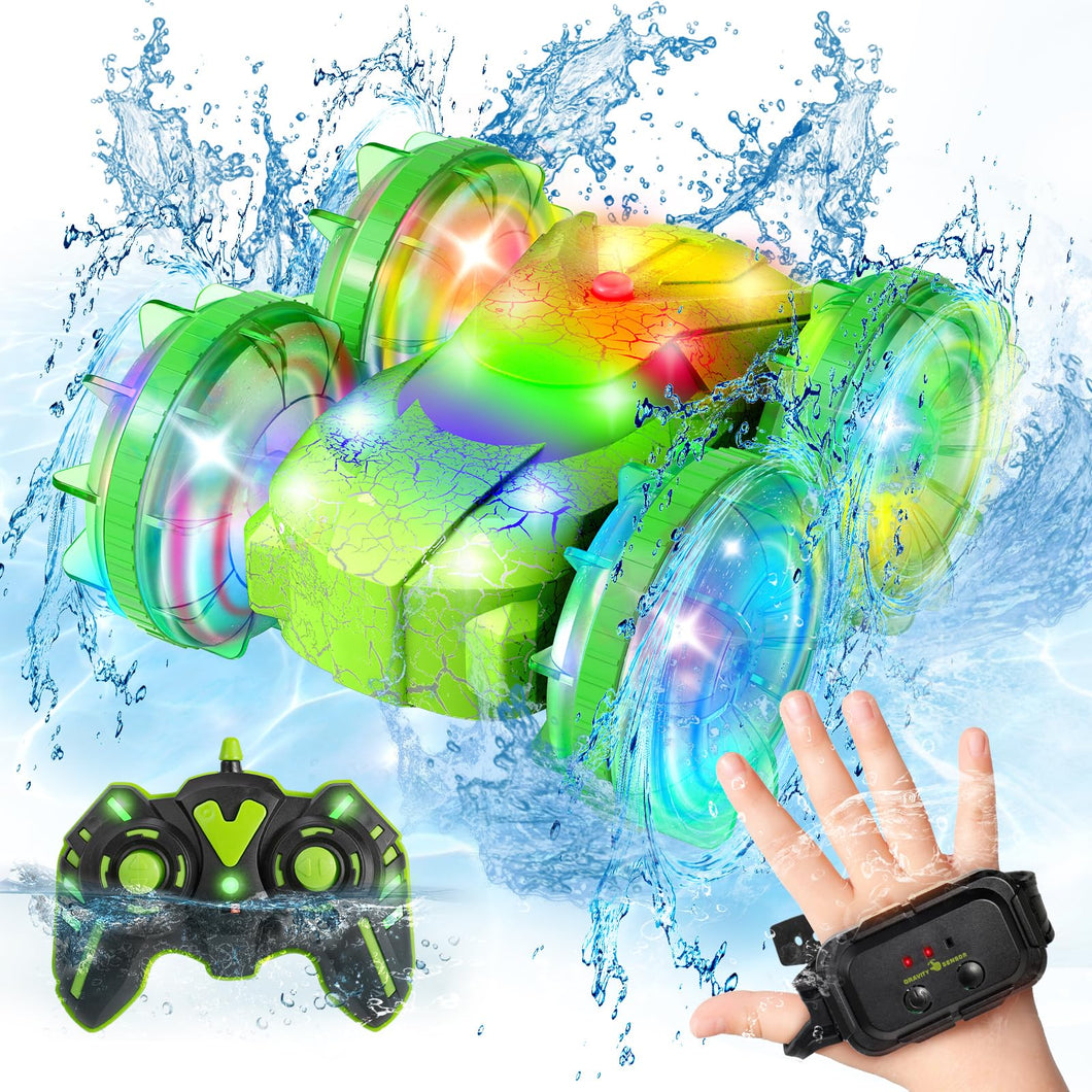 Amphibious RC Car with Lights for Kids 6-12 Year Old,2.4 GHz Remote Control Boat RC Monster Truck 4WD Vehicle