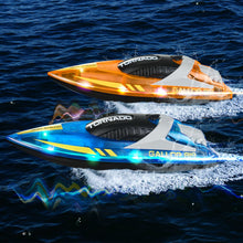 Load image into Gallery viewer, RC Boat for Kids, 2Pack Remote Control Boat for Pools &amp; Lakes, Racing Boat with LED Light &amp; 4 Rechargeable Batteries

