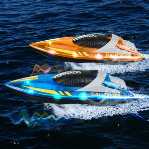 RC Boat for Kids, 2Pack Remote Control Boat for Pools & Lakes, Racing Boat with LED Light & 4 Rechargeable Batteries