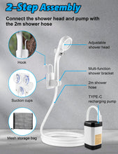 Load image into Gallery viewer, innhom Portable Camping Shower, 6000mAh Rechargeable Camp Shower Pump with LED Display, IPX7 Waterproof &amp; 2 Spray Modes Electric Outdoor Shower for Hiking, Travel, Pet Bathing and Car Washing, White

