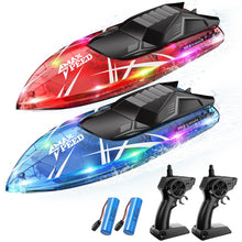 Load image into Gallery viewer, Remote Control Boat for Kids, 2Pack RC Boats with LED Lights for Pools Lakes River &amp; Bathtub, 2.4Ghz Control, Whole Body Waterproof
