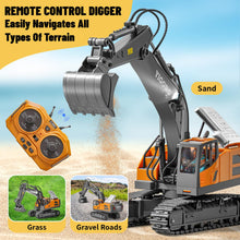 Load image into Gallery viewer, Remote Control Excavator, Construction RC Digger for Kids Boys Age 4-14 + Year Old Birthday, Rechargeable Excavator with Metal Shovel
