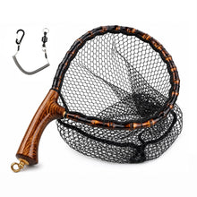 Load image into Gallery viewer, Premium Handcrafted Fly Fishing Net with Natural Bamboo Frame, Rubber Hex Mesh, Brass Lanyard Ring, Trout Stream Size
