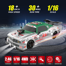 Load image into Gallery viewer, RC Drift Car 2.4GHz 1:16 Scale 4WD High Speed Remote Control Cars Vehicle with LED Lights Two Batteries
