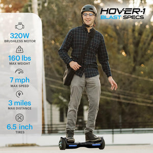 Electric Self Balancing Hoverboard with 6.5” Tires, Dual 160W Motors, 7 mph Max Speed, and 3 Miles Max Range Electric Hoverboard
