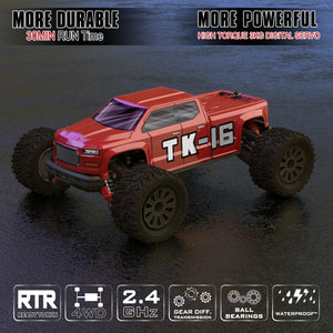 1/16 Scale All Terrain RC Car, 40KPH High Speed 4WD Electric Vehicle with 2.4 GHz Remote Control, Waterproof, 1800mAh Li-Po