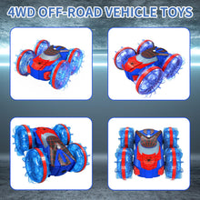 Load image into Gallery viewer, Remote Control Amphibious Car with LED Lights, 360° Rotation 4WD Waterproof, Gesture and Handle Remote, 1200mAh Battery, Ages 4-12
